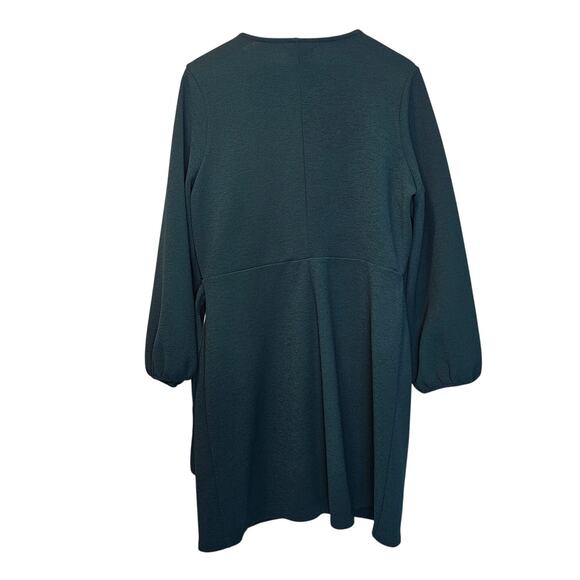Madewell Faux Wrap Long-Sleeve Side-Tie Mini Stretch Dress Green Size XL - Picture 6 of 13